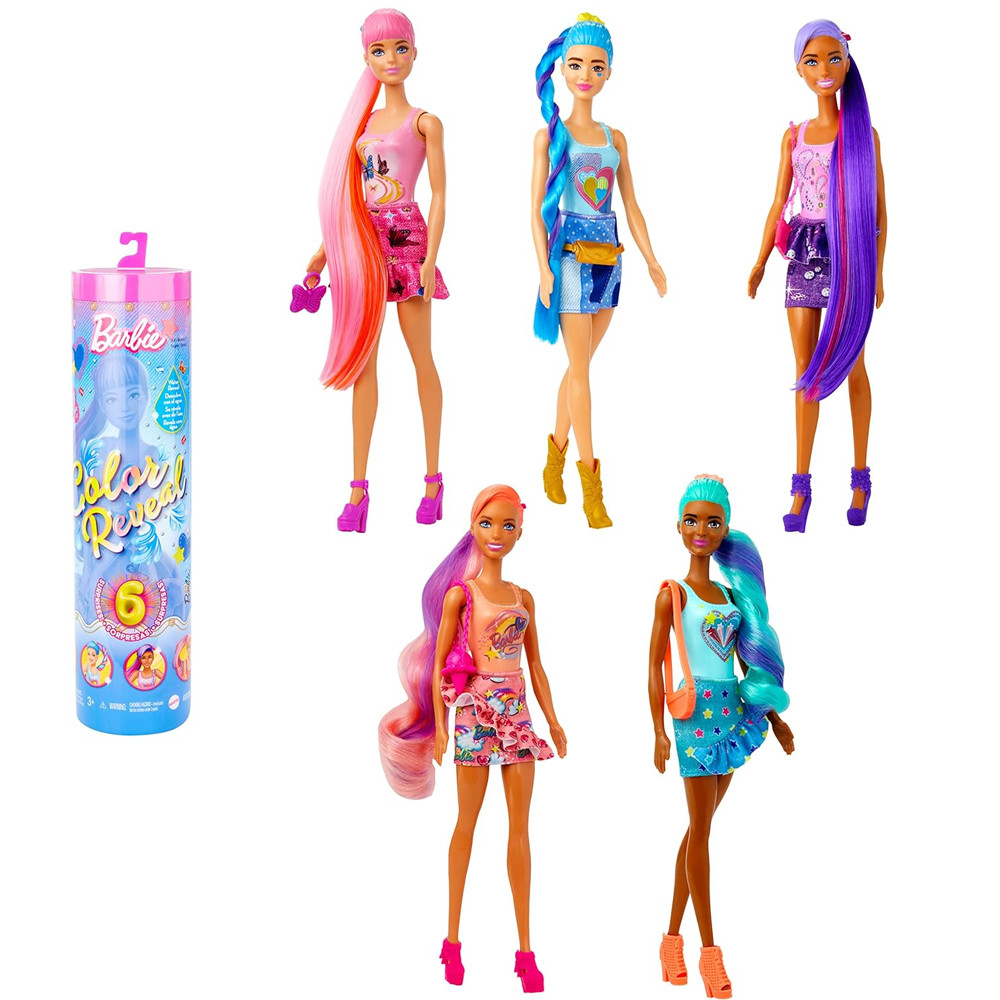 BARBIE COLOR REVEAL JEANS MATTEL HJX55 BAMBOLA CON 6 SORPRESE