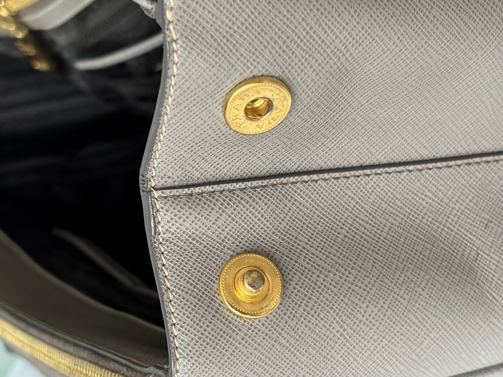 Authentic Prada Saffiano Lux Tote Bag – Taupe image 10