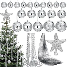 10022 Pcs Disco Theme Christmas Ornaments with 20 Mirror Silver Disco Balls 1...