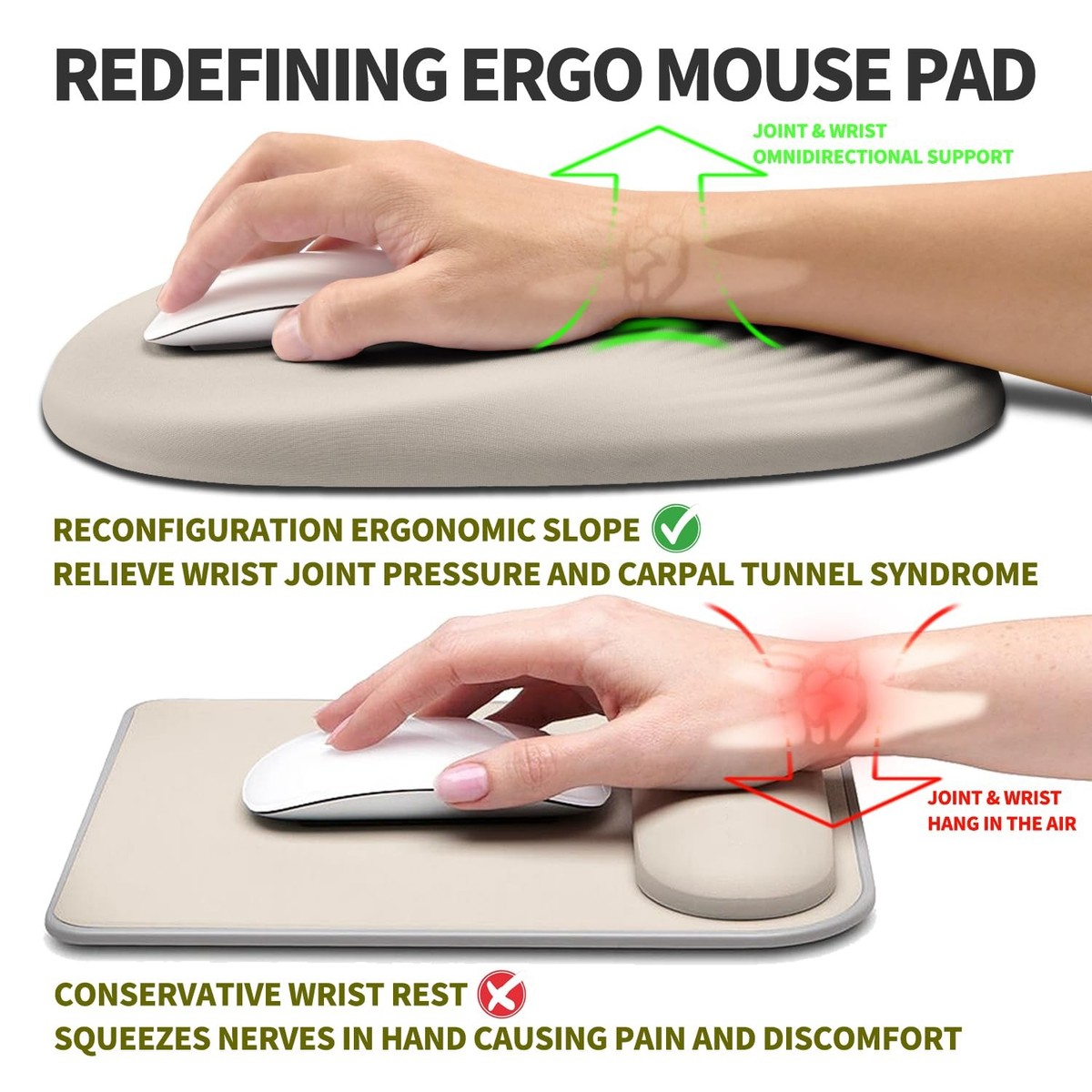 Computer Mouse Pad Ergonomic Gel Mouse Pad With Wrist Support - Relief ...