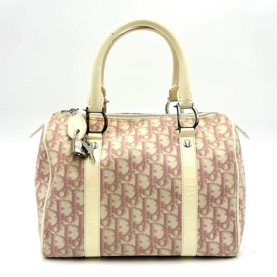 Christian Dior Trotter Pattern Mini Boston PVC Bag Small Handbag New