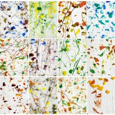 PALJOLLY 12 Sheets Patterned Stained Glass Sheet Variety 4 x 6 inches, Floral