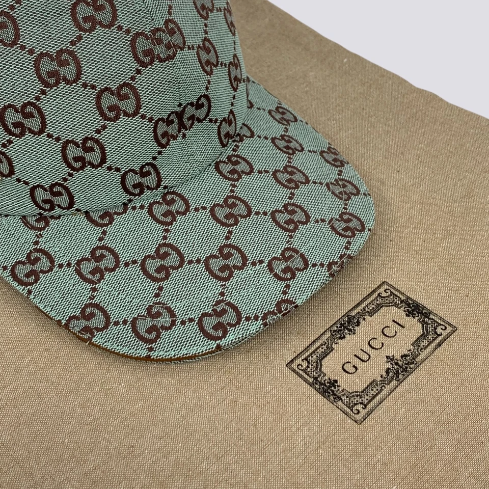 Gucci GG Monogram Canvas Cotton Baseball Cap Head Hat Green Mint Size M - Image 3 of 4