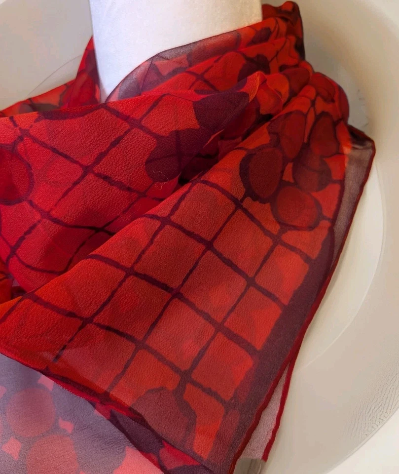 Bufanda Por Vera - Verasheer De Colección Años 60 Estilo Mod Rojo Negro Círculos Academia CorpCor Foto 2 de 4