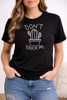 Don't Touch Me T Shirt Funny Cactus Tee Black Graphic Shirt Unisex Mens Womens