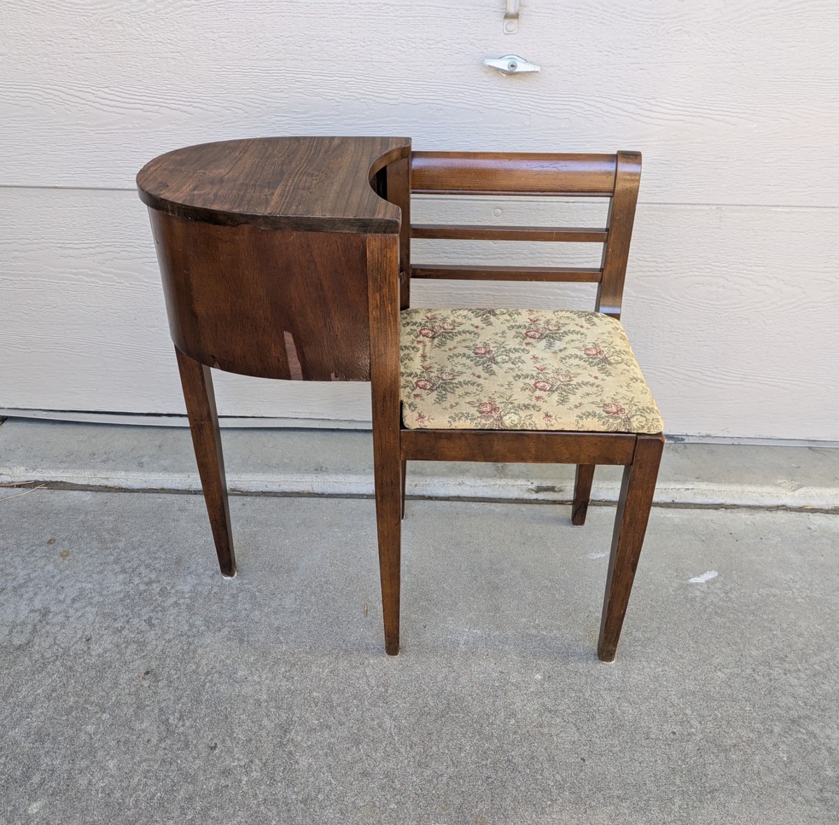 Vintage Art Deco Rustic Mahogany Wood Telephone Table Gossip Bench