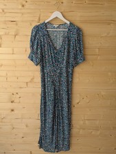 Ghost London Ditsy Floral Button Peplum Tea Midi Dress Women's UK12