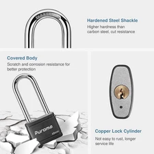 2 Pack Keyed Padlock with 3 Keys, 2.5 Inch Locker Lock 40mm Heavy-Duty Locks for