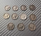 Mercury Dimes, Lot of 11 1916-1945, 90% Silver Dimes