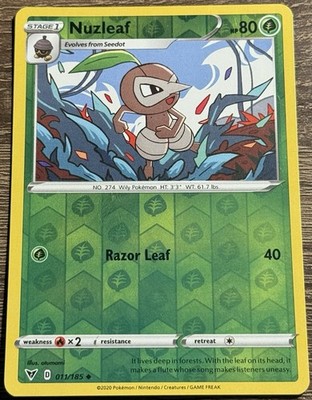 Pokemon - Nuzleaf - 011/185 - Reverse Holo - Vivid Voltage - LP (L)