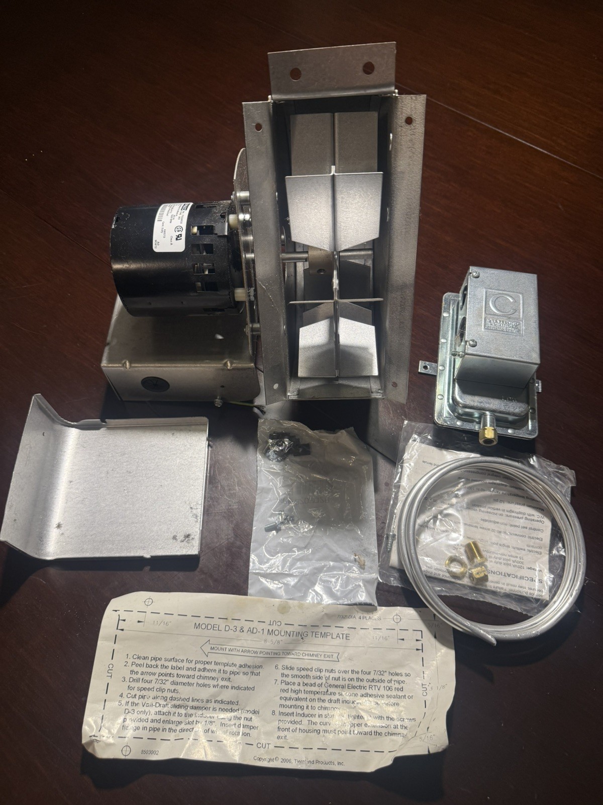 Tjernlund D-3 120v Inline Draft Inducer Fan Vertical Vent Systems fast shipping