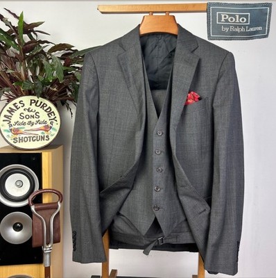 Polo Ralph Lauren (38L) Tweed Glen Check POW Schurwolle Italy 3 Teiler Anzug