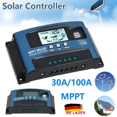 30A/100A 12V-24V MPPT Solar Ladegerät Controller Panel Regler Daul USB Digital