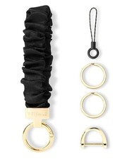 Keychain Wristlet, Stretchy Key Chain for Car Keys with D ring, Space Black