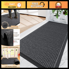 Heavy Duty Front Door Mat 24"x48" Waterproof Rubber Indoor Outdoor Doormat, Easy