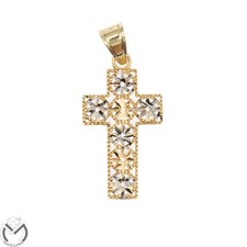 Crocifisso oro giallo bianco sfaccettata 18 kt 750 -906/VE-