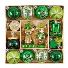 St. Patrick s Day Highland Cow Decorations Shamrock Tree Ornament Set, 30pcs Han