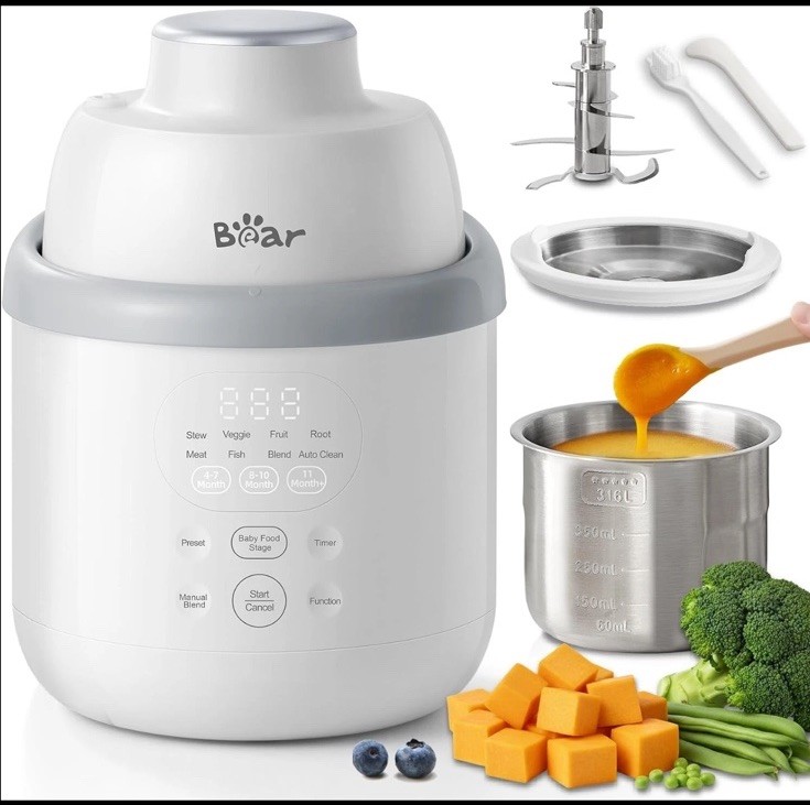 Bear NutriEase AllStage Stainless Steel Baby Food Maker Stea