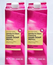 2 Bath Body Works BLACK CHERRY MERLOT Gentle Foaming Hand Soap REFILL 32 OZ