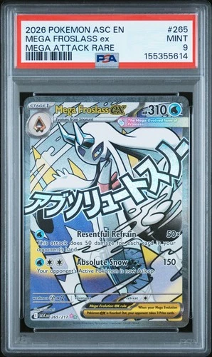 Pokemon Mega Froslass EX Ascended Heroes 265 Mega Attack Rare PSA 9 Mint