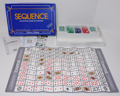 100% COMPLETE - 1995 Jax Ltd SEQUENCE GAME DELUXE w/Soft Vinyl Playing Card Mat