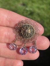 Silver Gilt Antique Amethyst Brooch 5.6 Grams 830