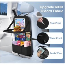 Car Seat Organizer with Tray for Kids Tablet Holder Backseat Storage Black