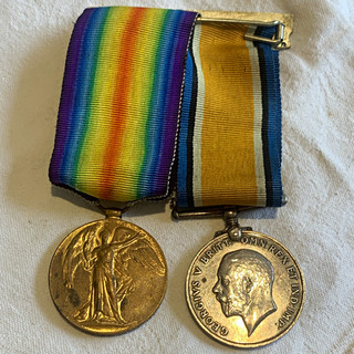 WWI Great Britain Medal Pair: Victory Medal & British War Medal w/ Ribbons