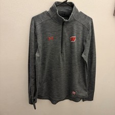 Under Armour Wisconsin Badgers ColdGear Reactor 1/4 Zip Pullover Men?s XL Gray