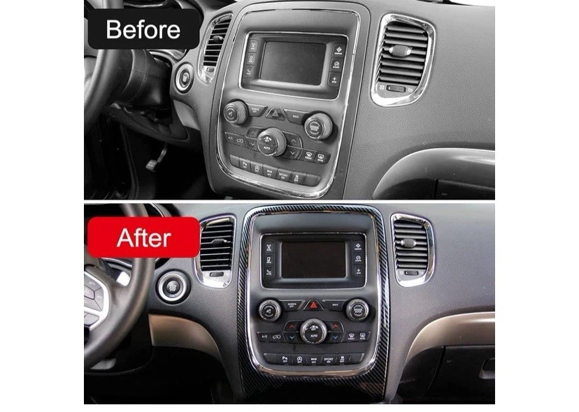 Cubierta de panel de navegación de consola central de fibra de carbono para Dodge Durango 2014+ Foto 3 de 4