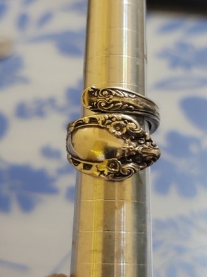 Vintage Alvin Sterling Silver Prince Eugene Pattern Wrap Around Spoon Ring 5