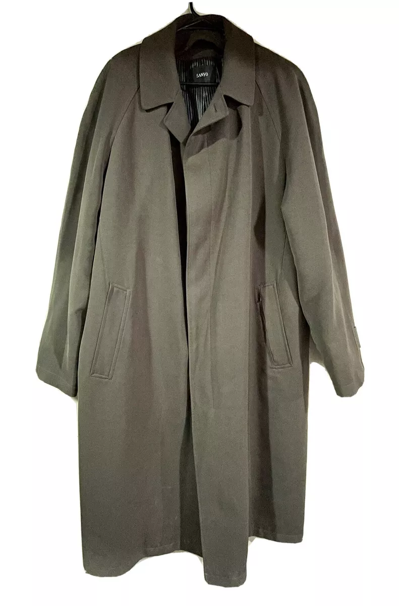 SANYO Men s Classic Modern Trench Coat Polyester Java Brown Size L 42 Liner