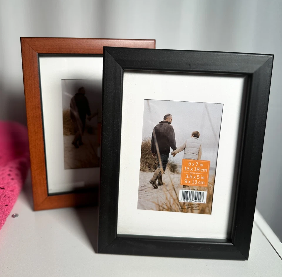 Набор из 3 фоторамок Pinnacle деревянный вид пластик черный и коричневый новые из старых запасов неиспользованные - Изображение 3 из 4