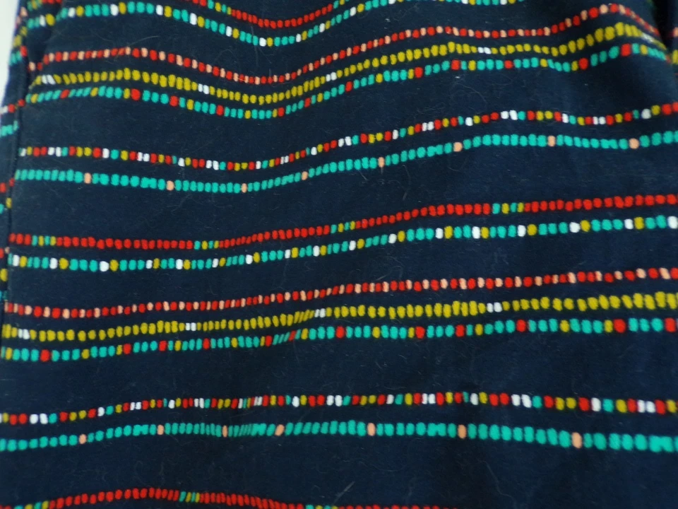 Shorts de verão feminino MERONA azul marinho azul-petróleo vermelho e amarelo estampado geométrico tamanho 10 - Imagem 3 de 4