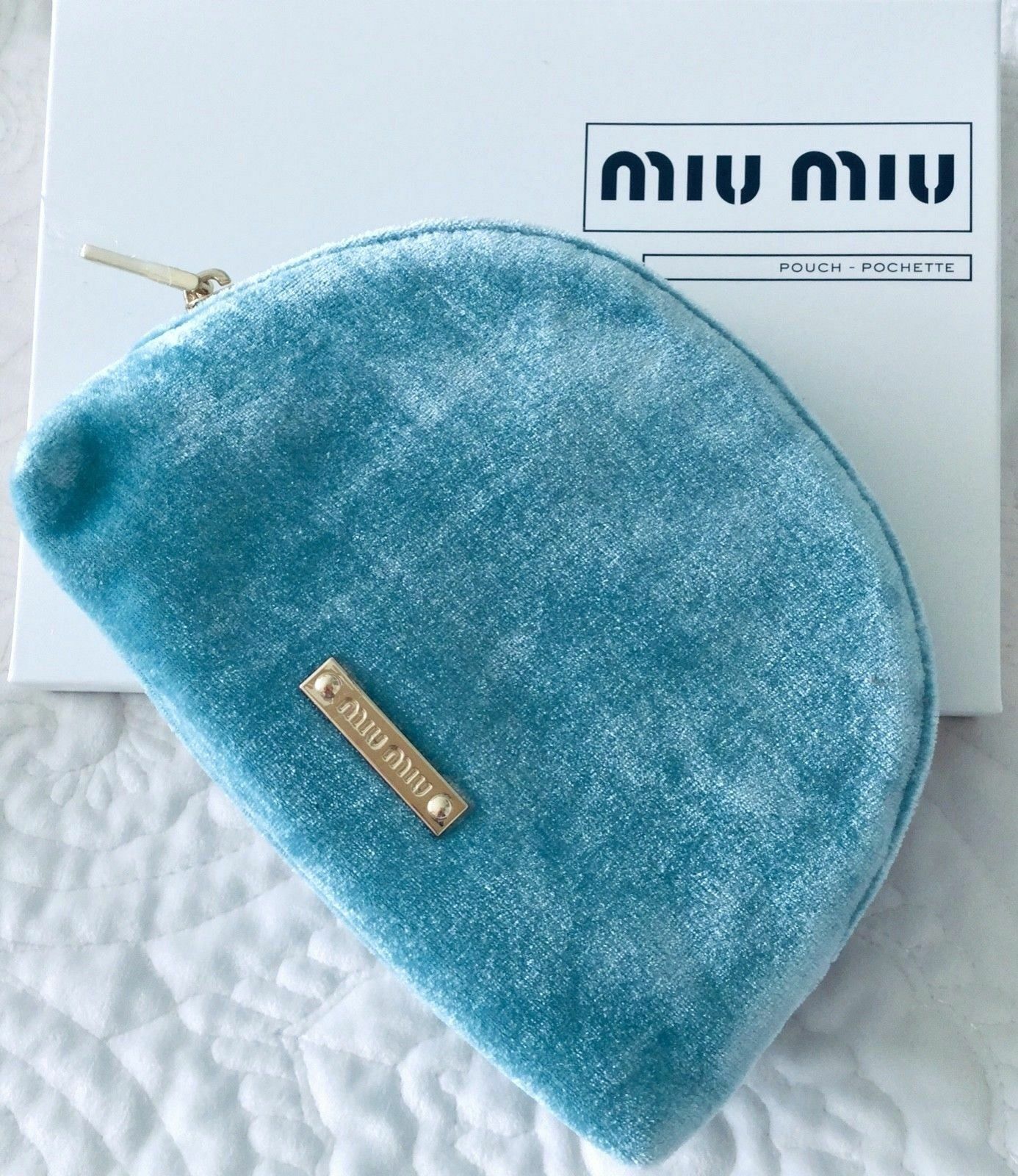 MIU+MIU+Velvet+Pouch+Pochette+Makeup+Tiffany+Baby+Blue for sale online