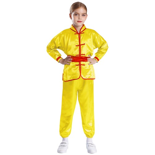 Boys Girls Kung Fu Suit Unisex Set Comfortable Outfit Long Sleeve Tops Tai Chi - Picture 24 of 64