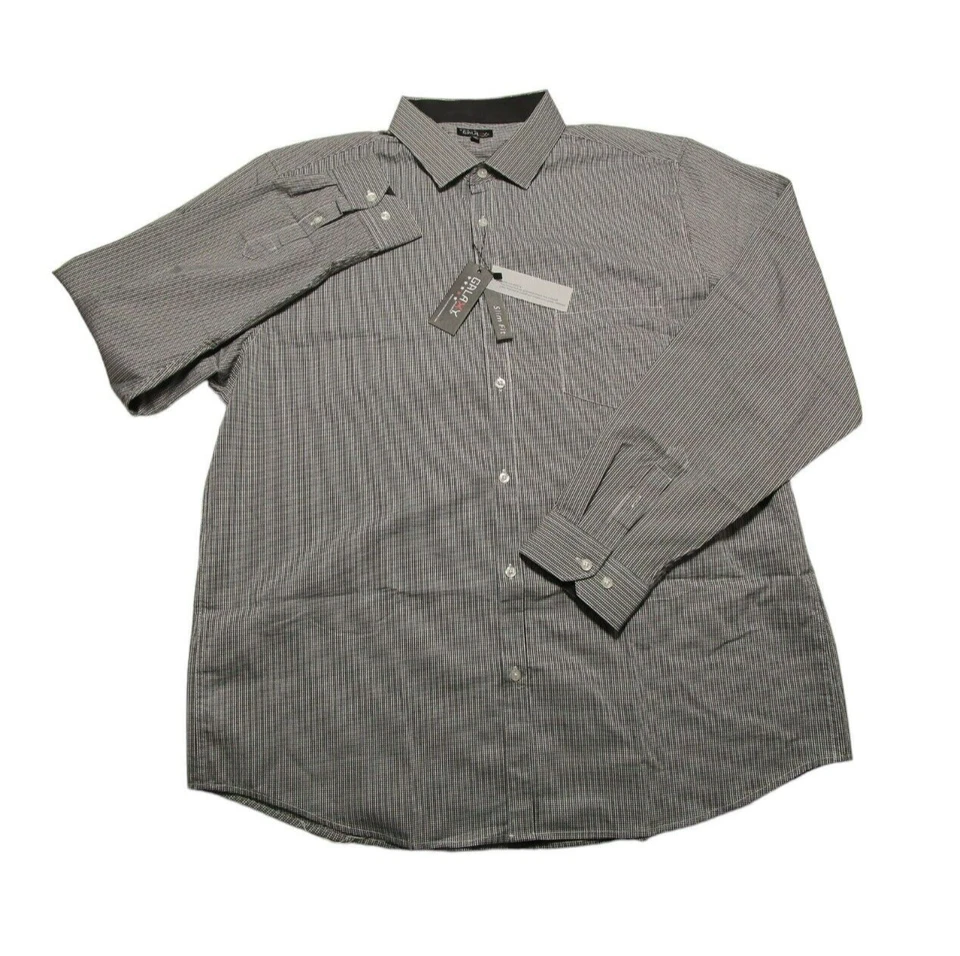 Galaxy by Harvic Para Hombre Talla - 2XL Negro Cuadros Pequeños Manga Larga Abotonada Foto 2 de 4