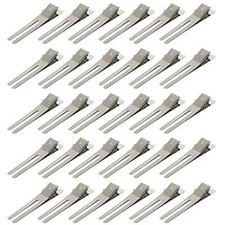 30 Pcs Hairdressing Double Prong Curl Clips 1.8" 1 Count Pack of 30 Silver
