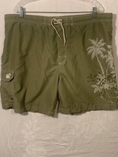 Caribbean Joe Silver Sage Men's Built-in Brief Swim Trunk Shorts - Size Large