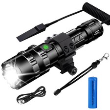 Tactical LED Gun Light Rifle Flashlight Lamp w/ Switch + Picatinny Rail Mount UK