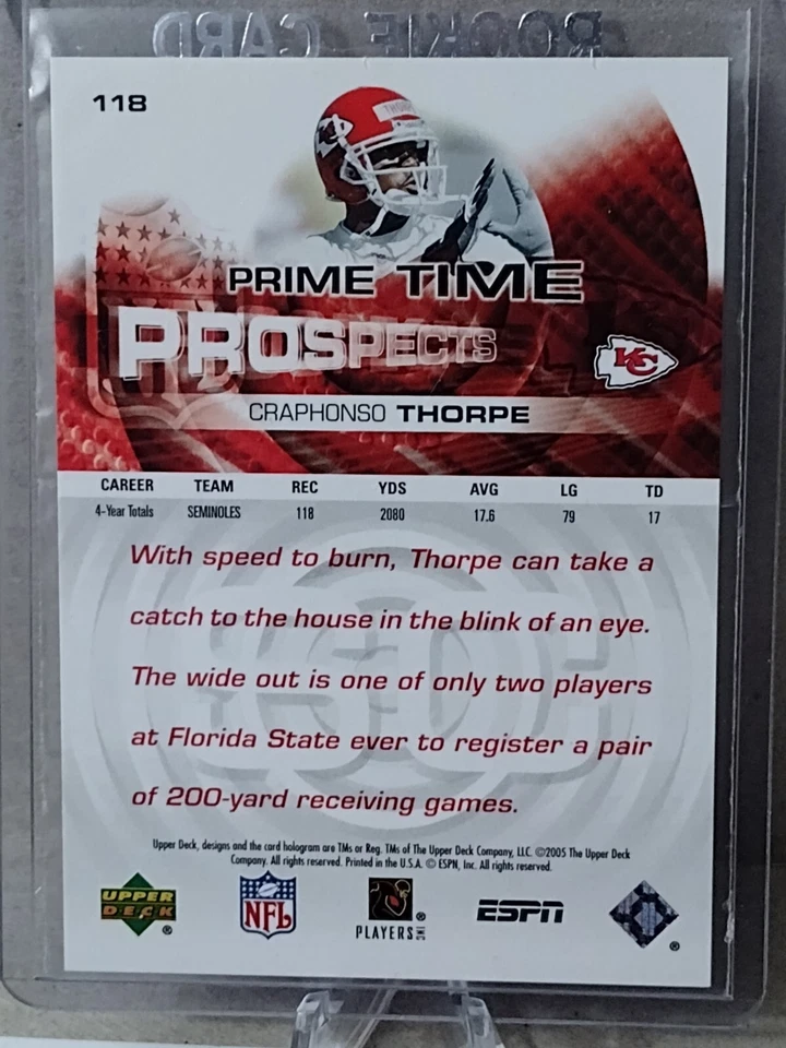 2005 Upper Deck ESPN - Holofoil #118 Craphonso Thorpe /199 (RC) - Image 3 of 3