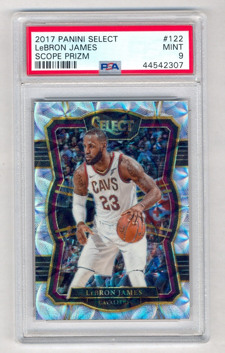 LEBRON JAMES 2017 PANINI SELECT PREMIER LEVEL SCOPE PRIZM #122 PSA 9 MINT