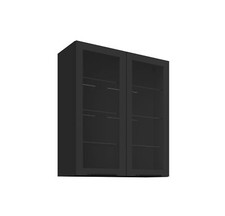 Küchen Glashängeschrank 80 cm SIENA Schwarz Küche Küchenzeile Küchenblock 