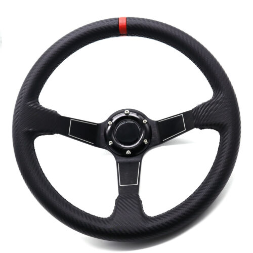 Carbon Fiber Leather Deep Dish SPC Racing Steering Wheel Sport Universal 350mm - Picture 1 of 7