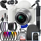 Sony ZV-E10 Mirrorless Camera with 16-50mm Lens (White) - 15PC Accessory Bundle