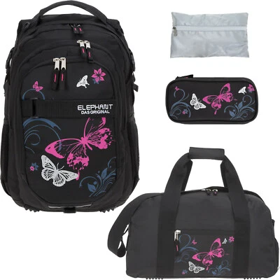 Schulrucksack Mädchen 4T Set Rucksack Elephant Signature Butterfly Pink +rsmbr