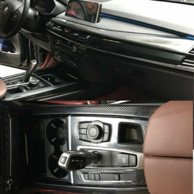 For BMW X6 F16 2008-2018 Car Interior Trim Kit Decals Set 5D Carbon Fiber Look