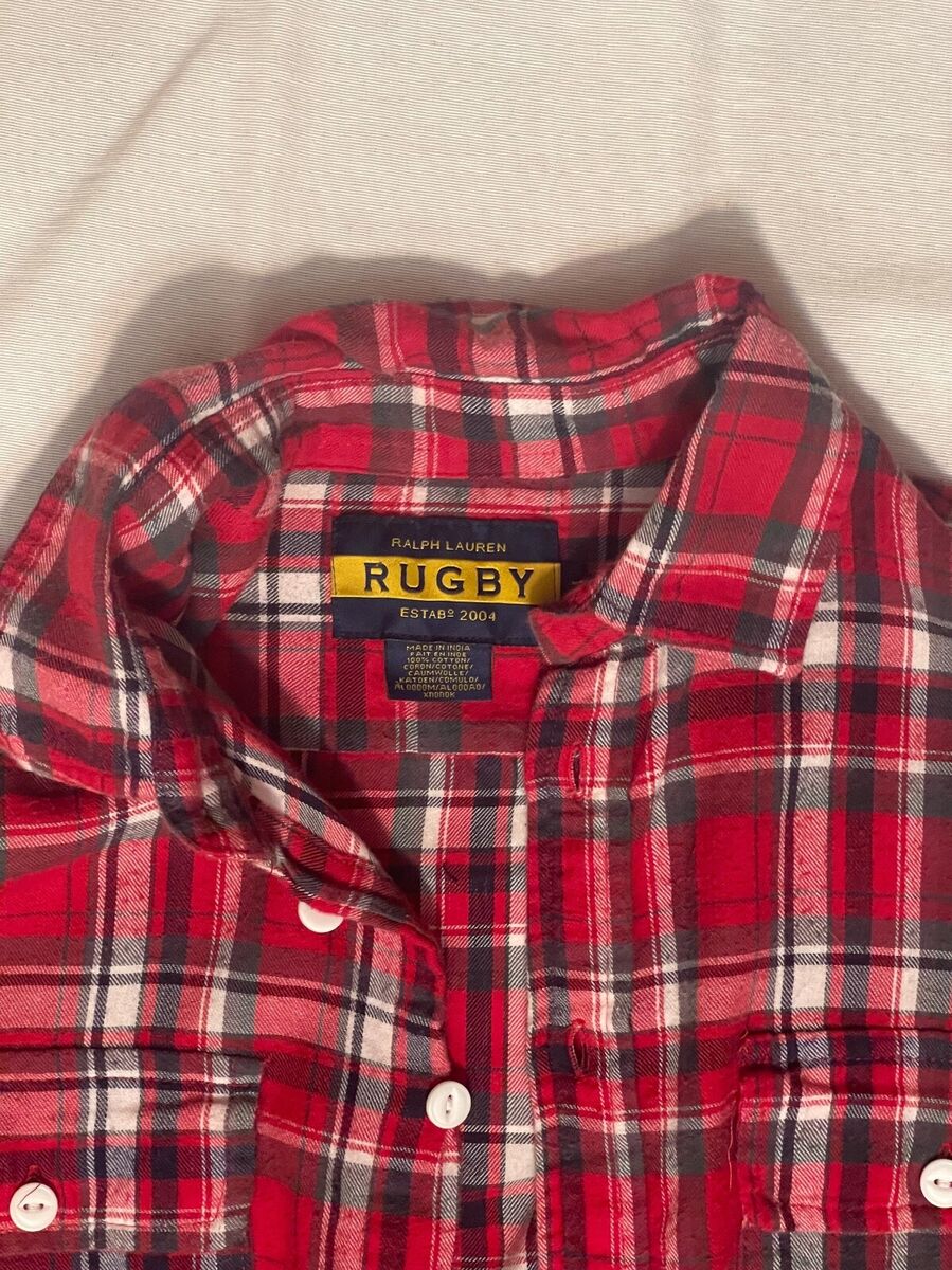 Rugby Ralph Lauren Pyrex Virgil Abloh Flannel Button Shirt Rugby Ralph Lauren Pyrex Virgil Abloh Flannel Button Shirt