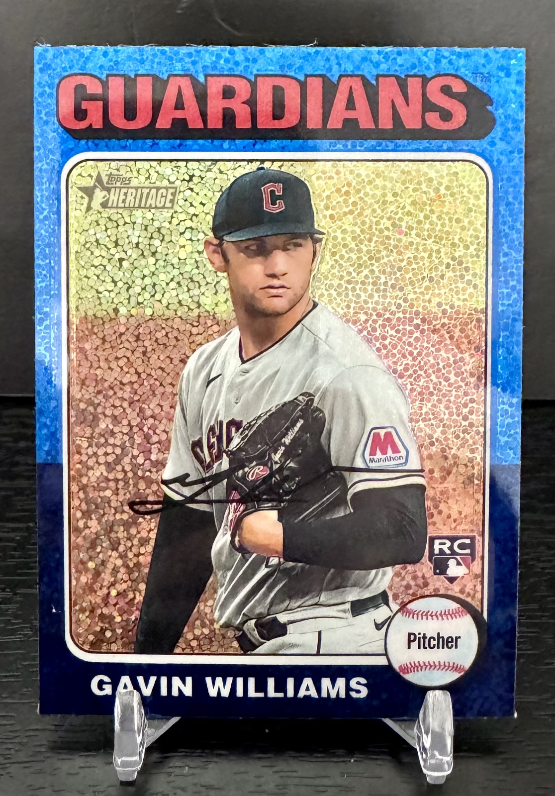 2024 Topps Heritage #489 Gavin Williams Chrome Blue Sparkle Refractor