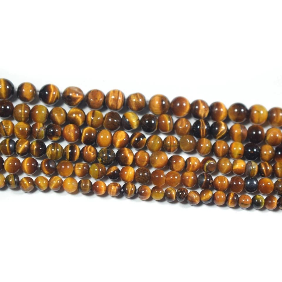 Pietra preziosa rotonda liscia occhio di tigre naturale A+ 6-7 mm 12" filo di... - Immagine 4 di 4